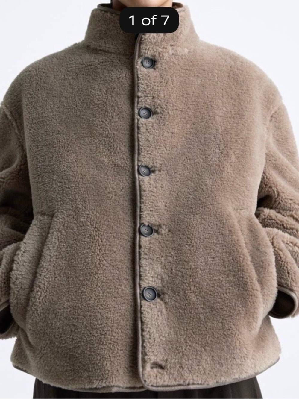 Zara Taupe Sherpa Puffer Jacket